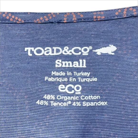 TOAD&CO Cue Wrap Cafe Dress w/ Attached Belt & Pockets Blue/Orange Size S - Picture 7 of 8